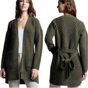 L’Agence Juna Cable Cardigan Olive Green Wool Blend Women's